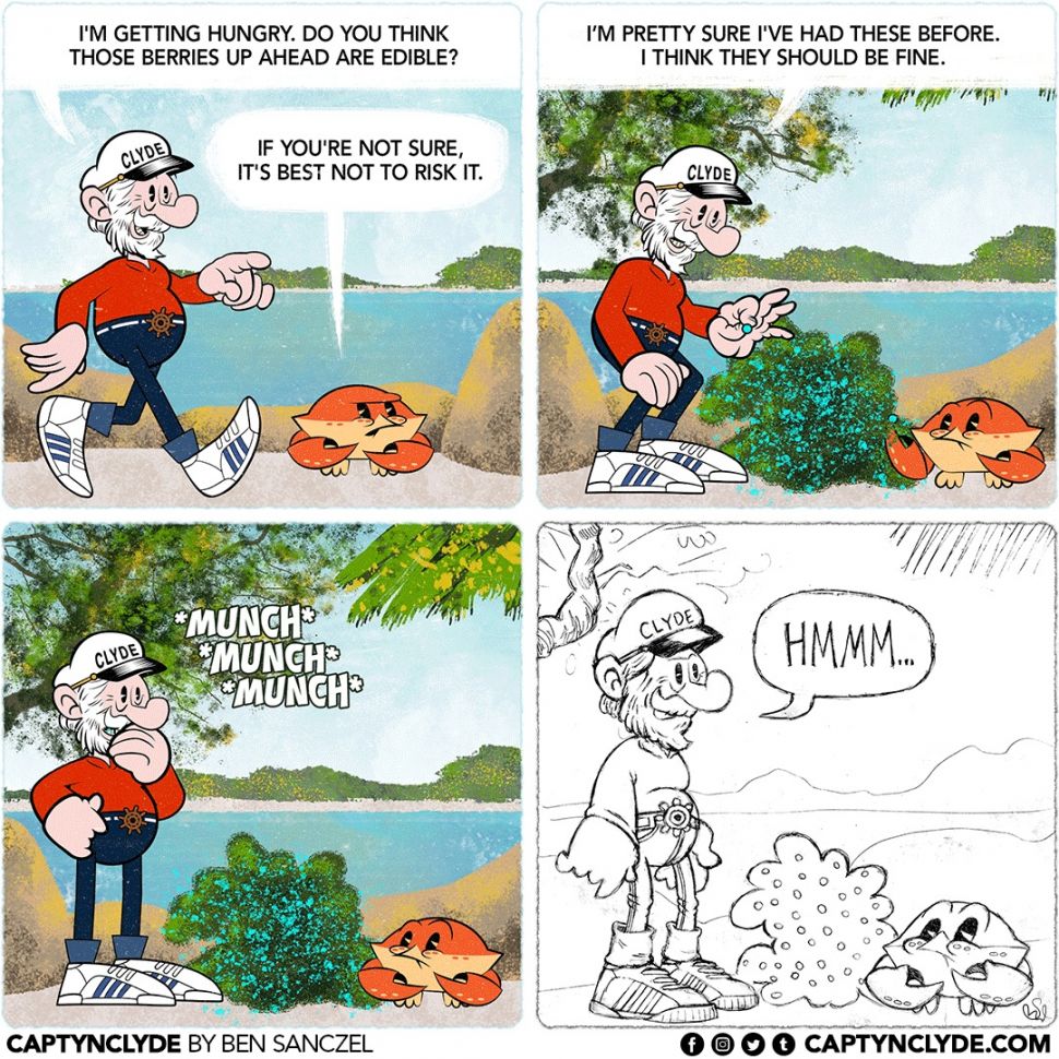 Goofberries Part 1: Hmmm a CaptynClyde daily webcomic by Ben Sanczel 